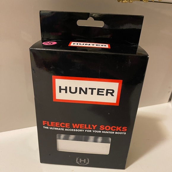 NWT HUNTER Moss Cable Cuff Fleece Welly Sock Size M 5-7 Graphite - Picture 1 of 11